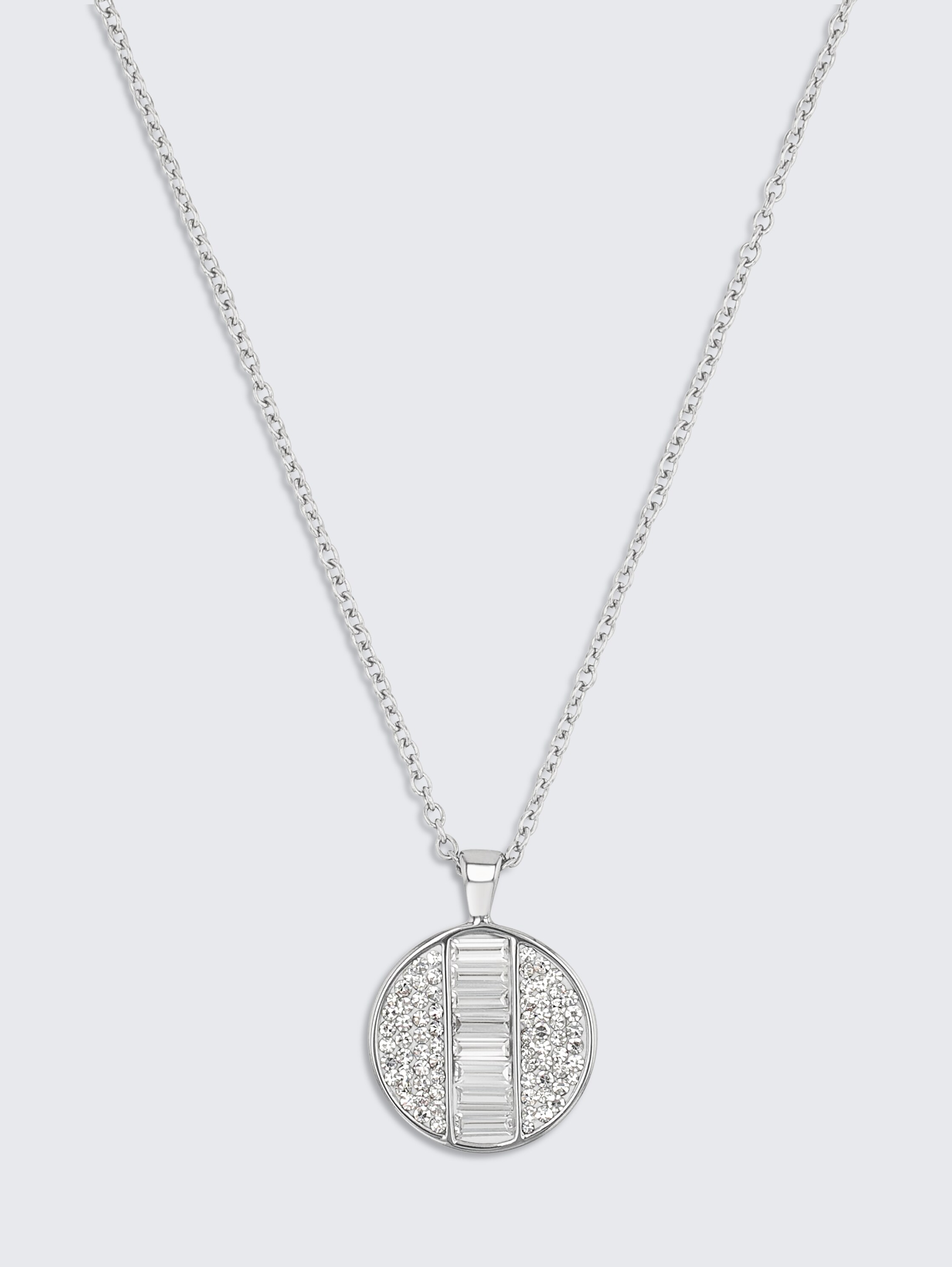 Halskette mit Anhänger aus Edelstahl - Stein Preciosa weiß - silver - 