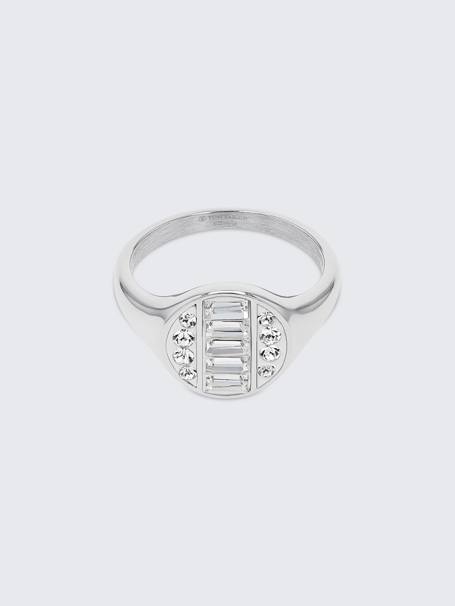 Bague en acier inoxydable - Pierre Preciosa blanche - silver