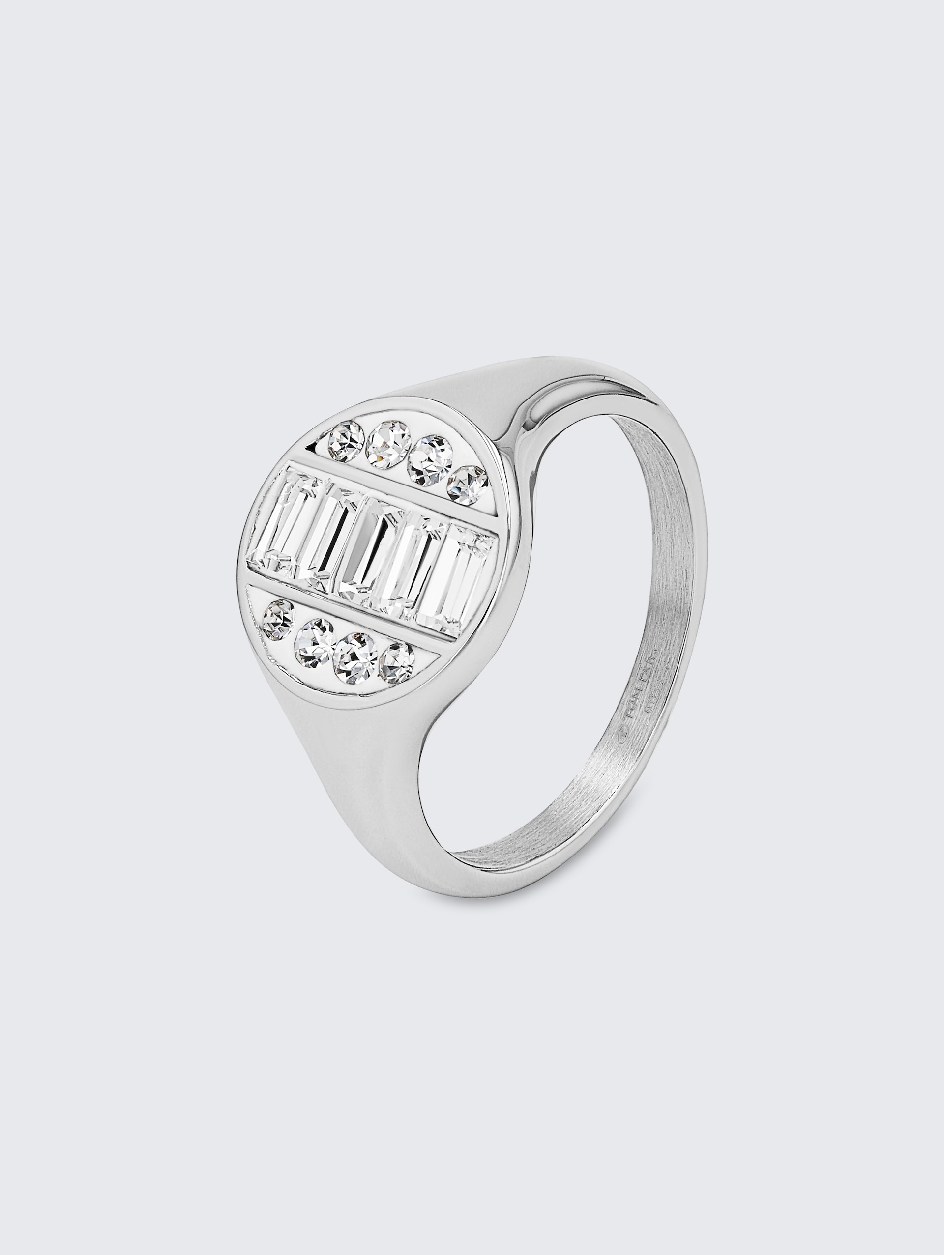 Bague en acier inoxydable - Pierre Preciosa blanche - silver
