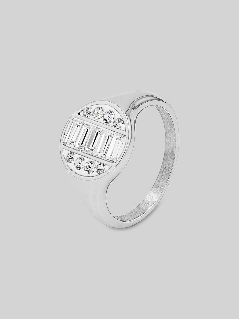 Stainless steel ring - Preciosa white stone by Women, silver