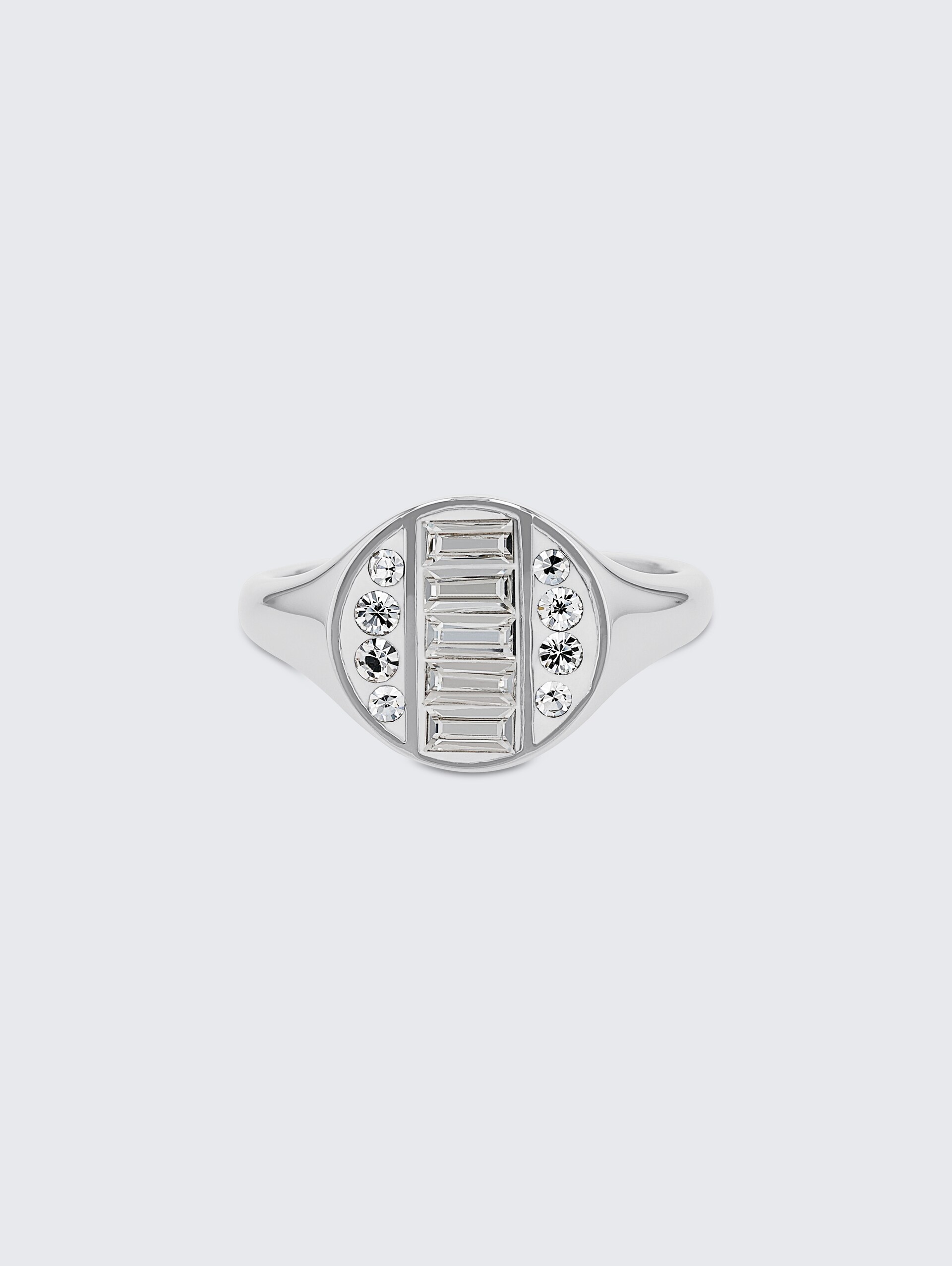 Bague en acier inoxydable - Pierre Preciosa blanche - silver