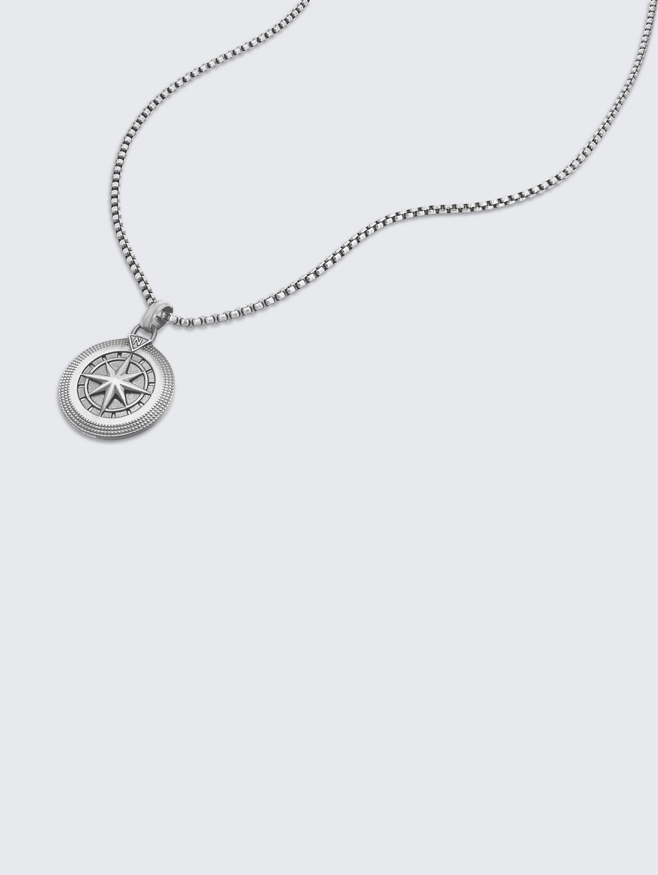 Necklace with compass pendant made of anthracite stainless steel - gun - 