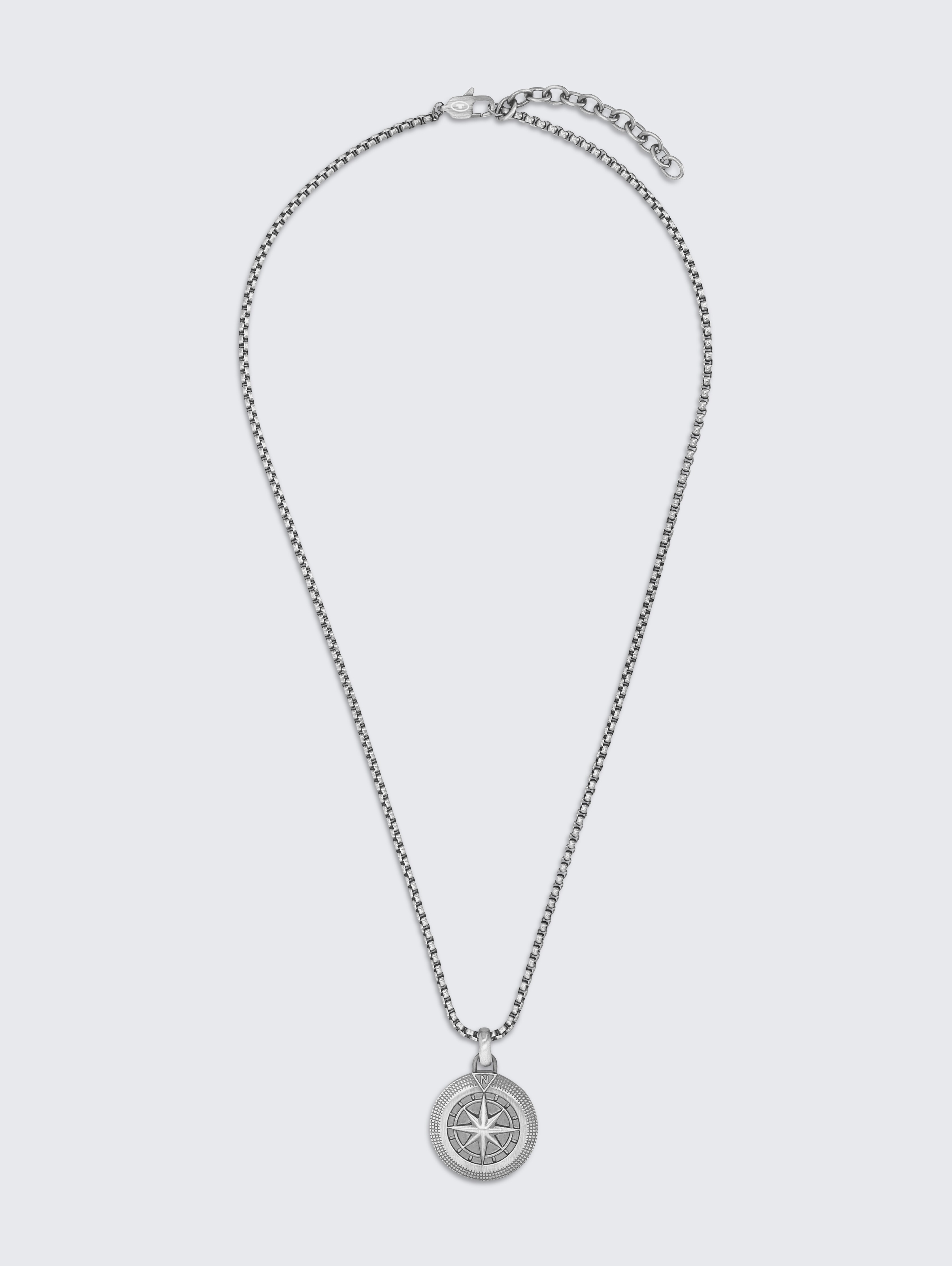 Halskette mit Kompass Anhänger aus Edelstahl anthrazit von Men, gun