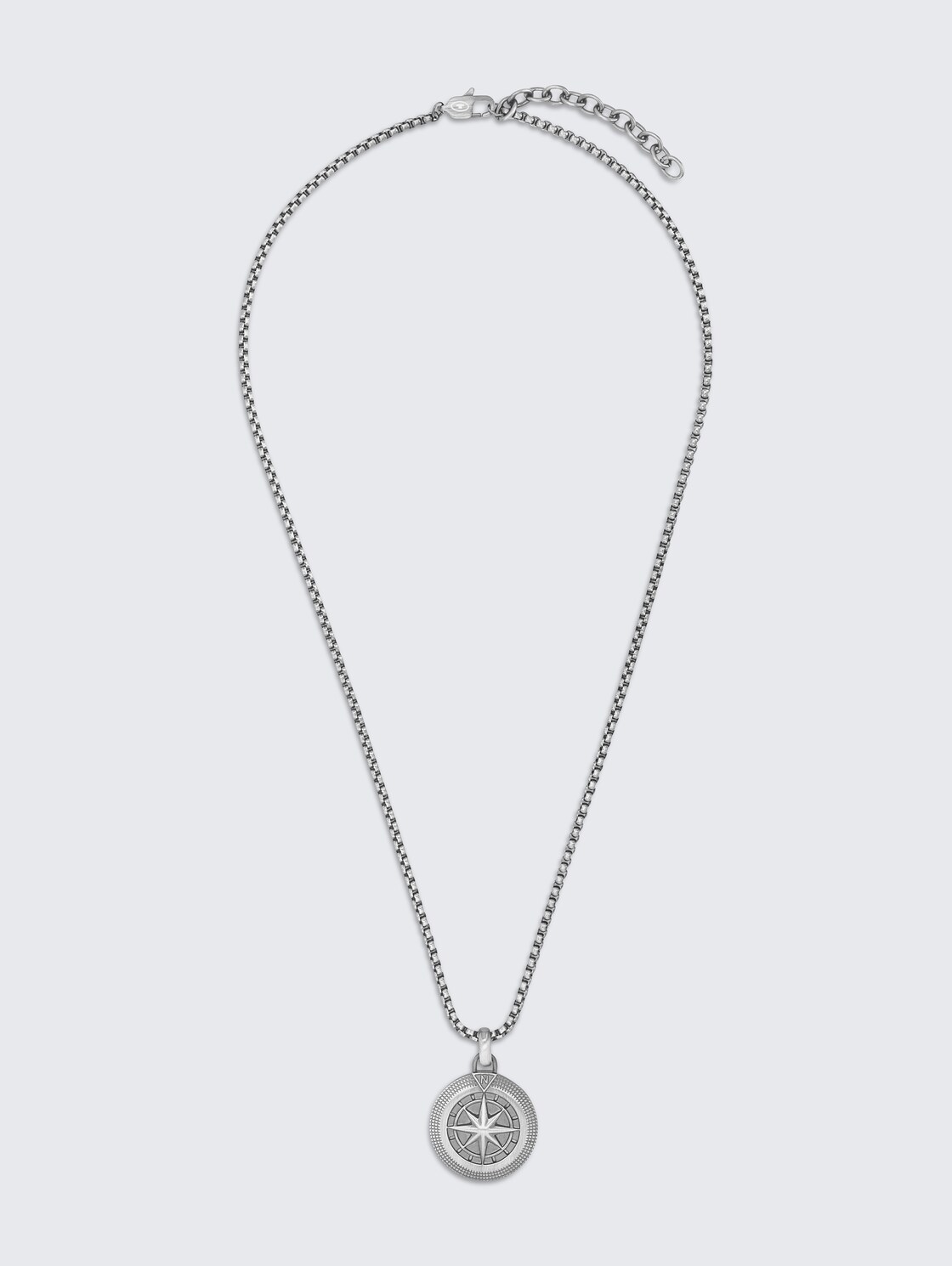 Halskette mit Kompass Anhänger aus Edelstahl anthrazit - gun