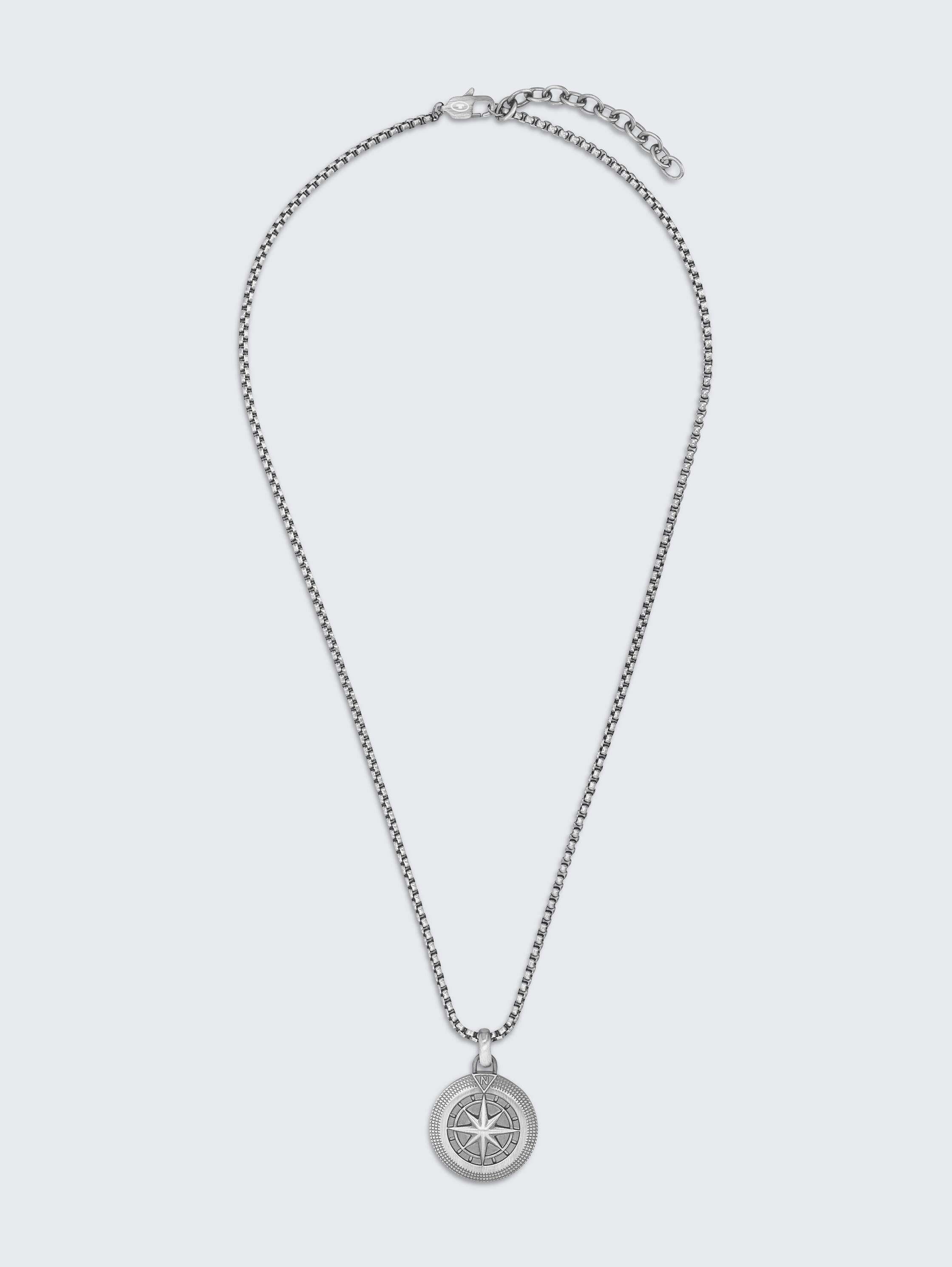 Necklace with compass pendant made of anthracite stainless steel - gun - 