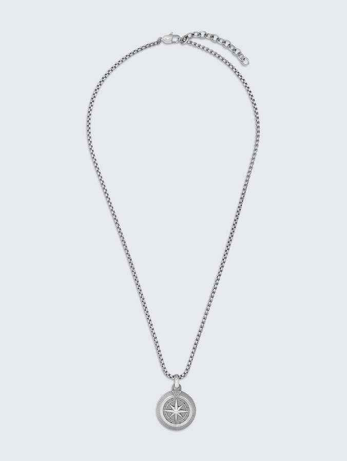 Halskette mit Kompass Anhänger aus Edelstahl anthrazit von Men, gun