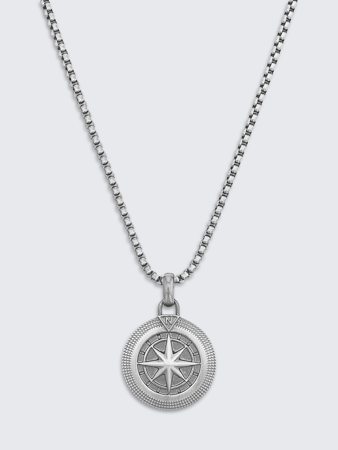 Halskette mit Kompass Anhänger aus Edelstahl anthrazit - gun