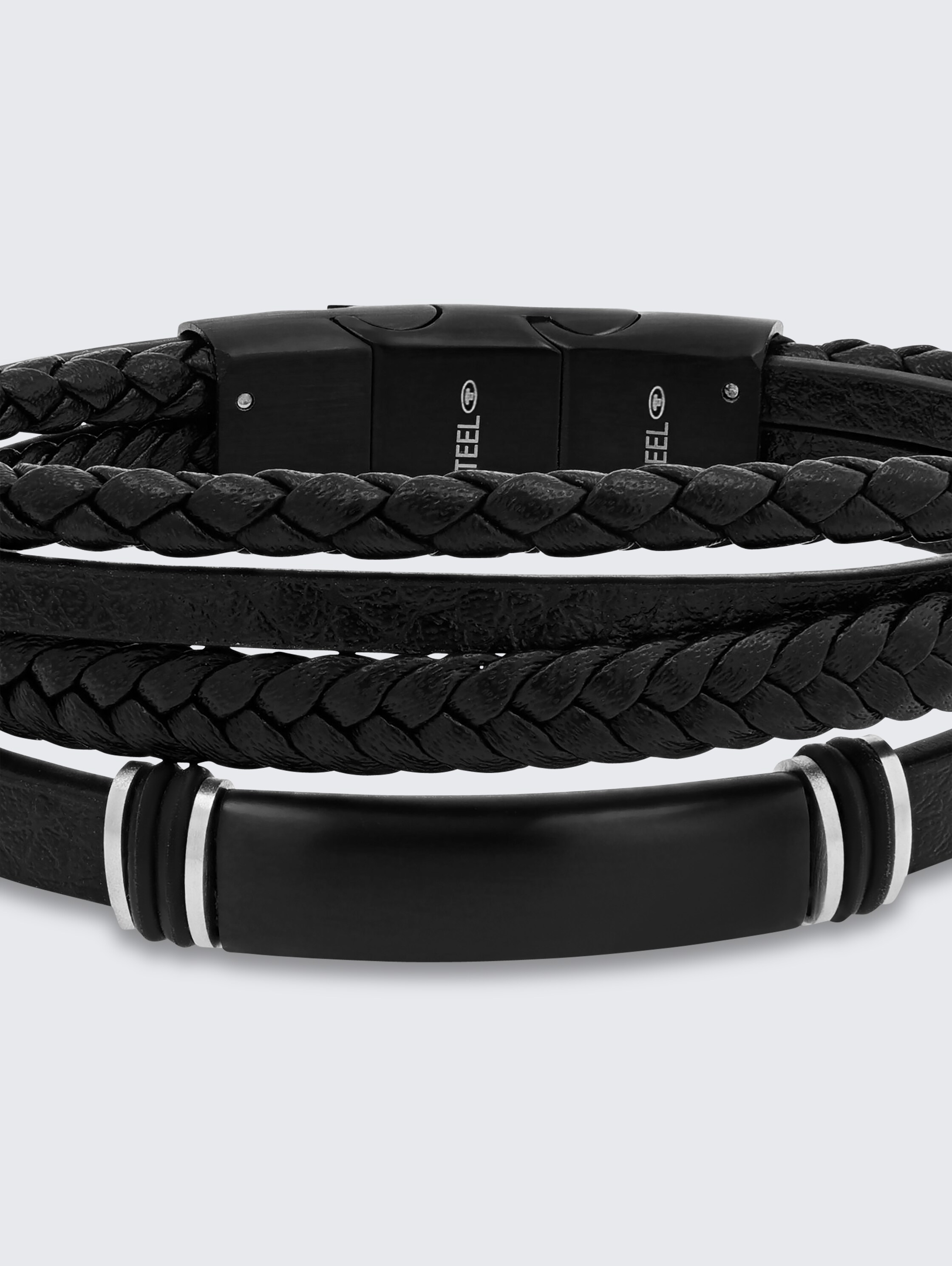 Engraved bracelet made of black stainless steel - black_1 - 