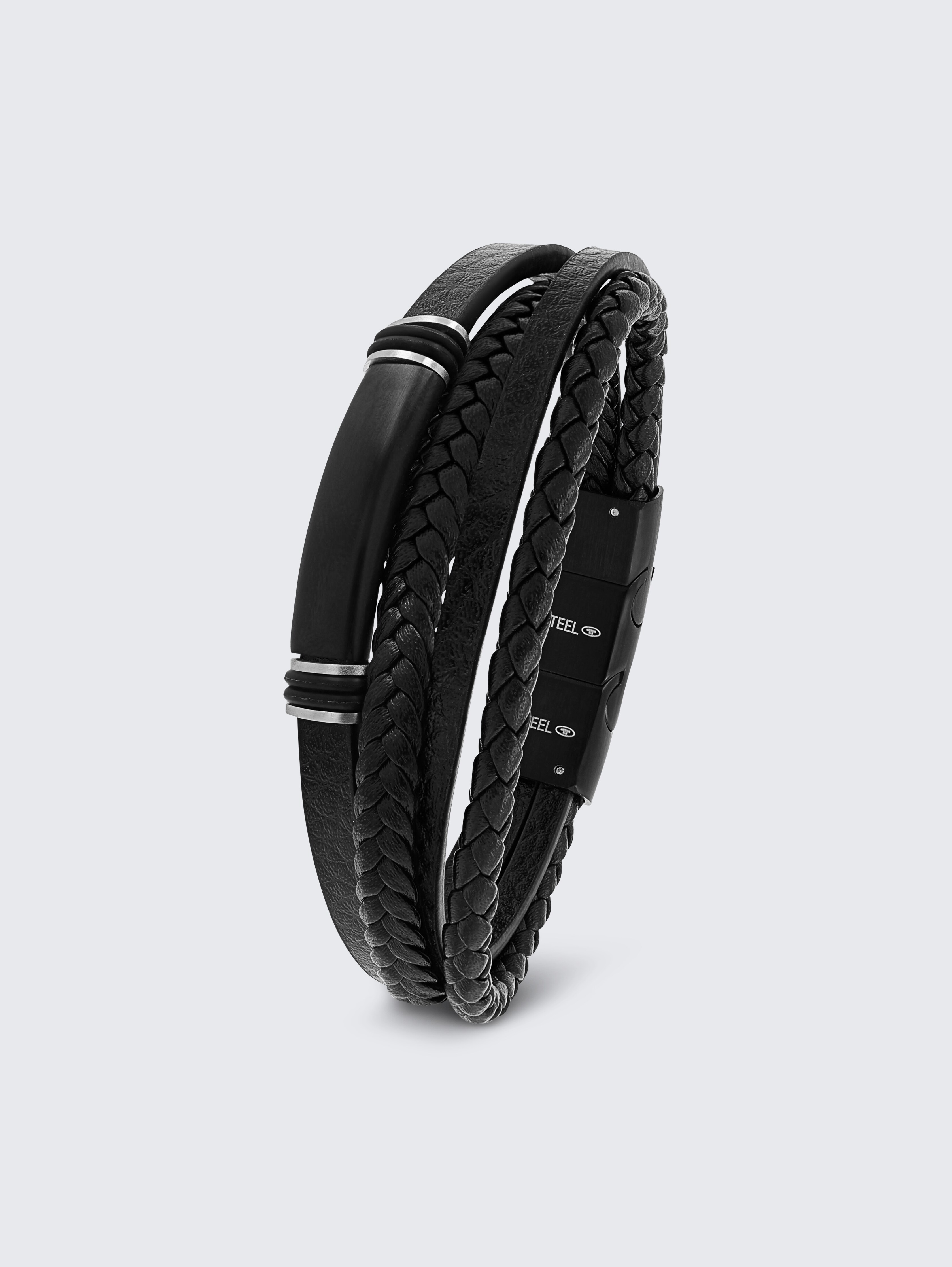 Gravurarmaband aus Edelstahl schwarz von Men, black