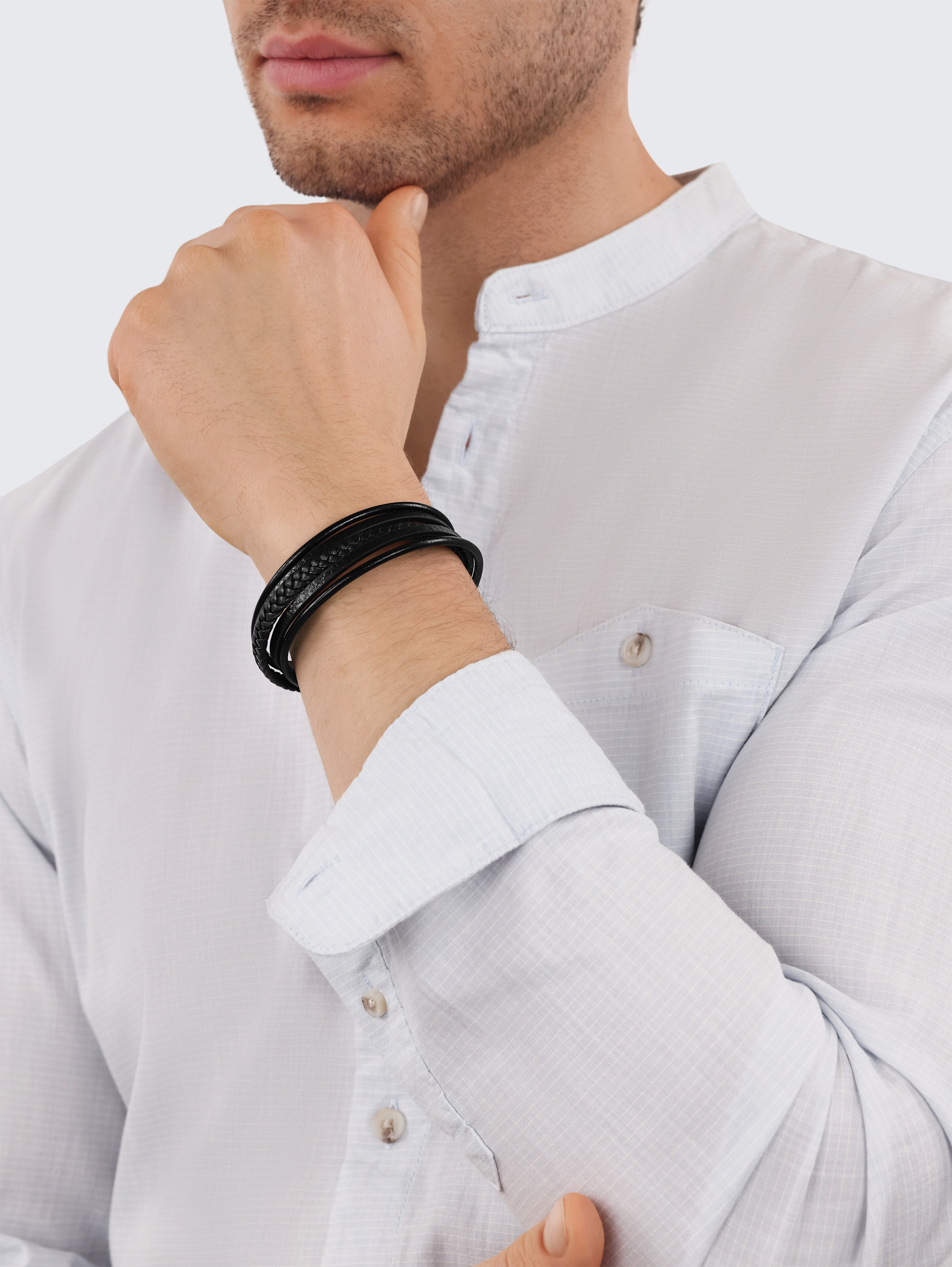 Gliederarmkette aus Edelstahl schwarz von Men, black