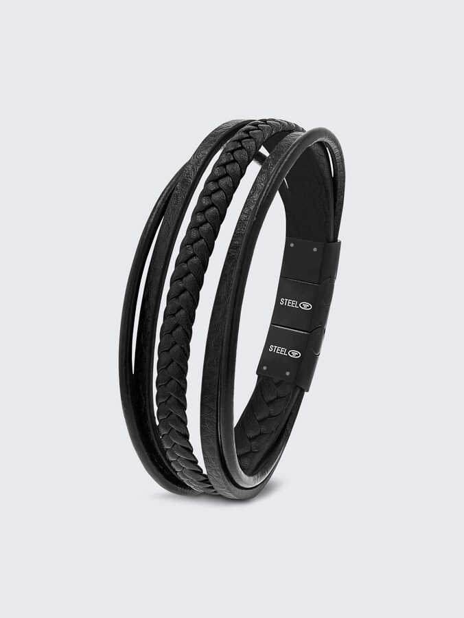 Gliederarmkette aus Edelstahl schwarz von Men, black