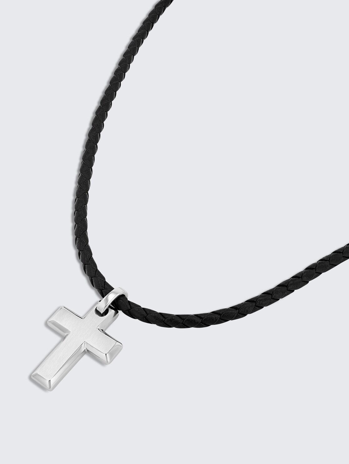 Halskette mit Kreuz Anhänger aus Edelstahl silber - silver