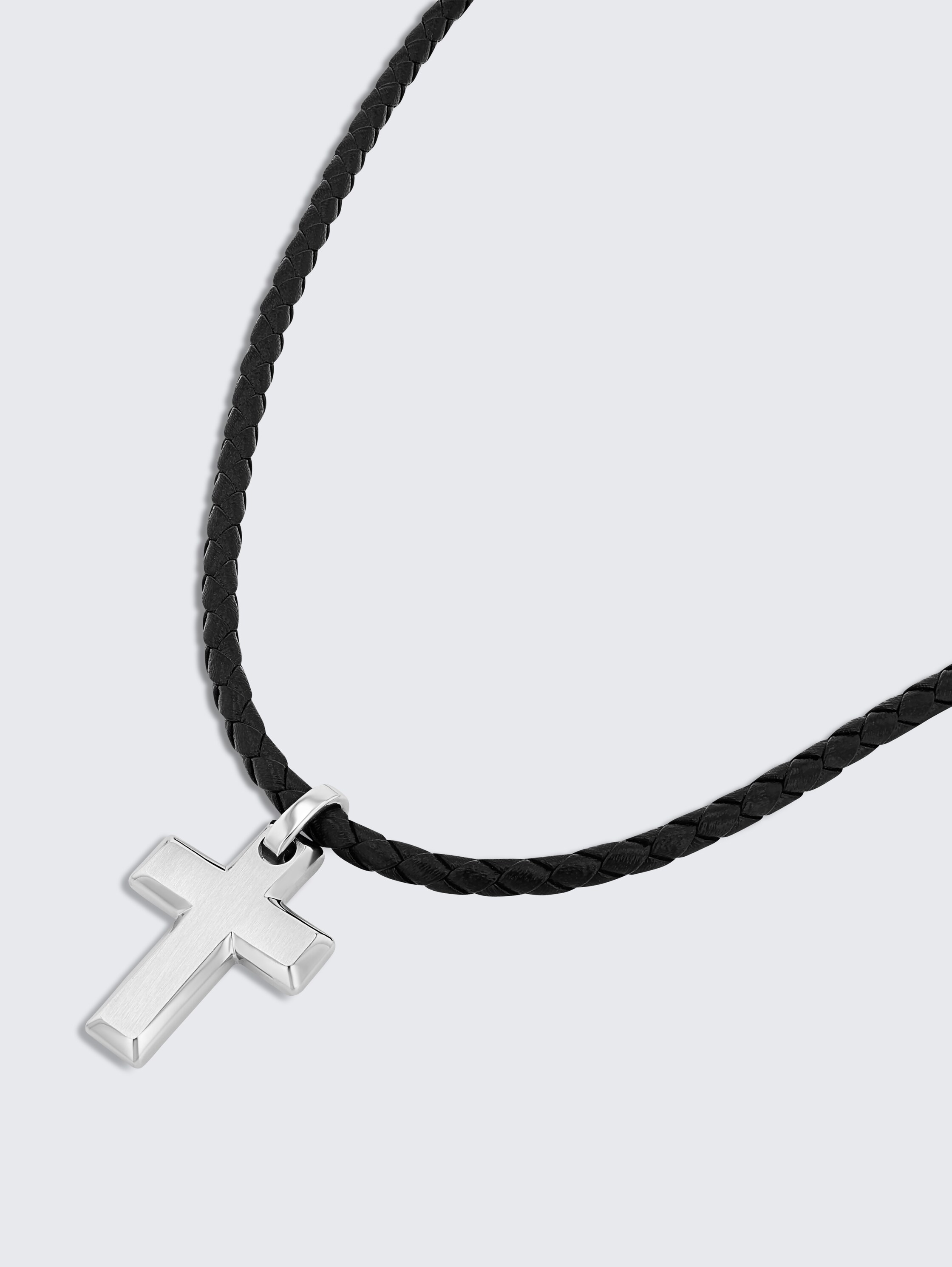 Halskette mit Kreuz Anhänger aus Edelstahl silber - silver - 