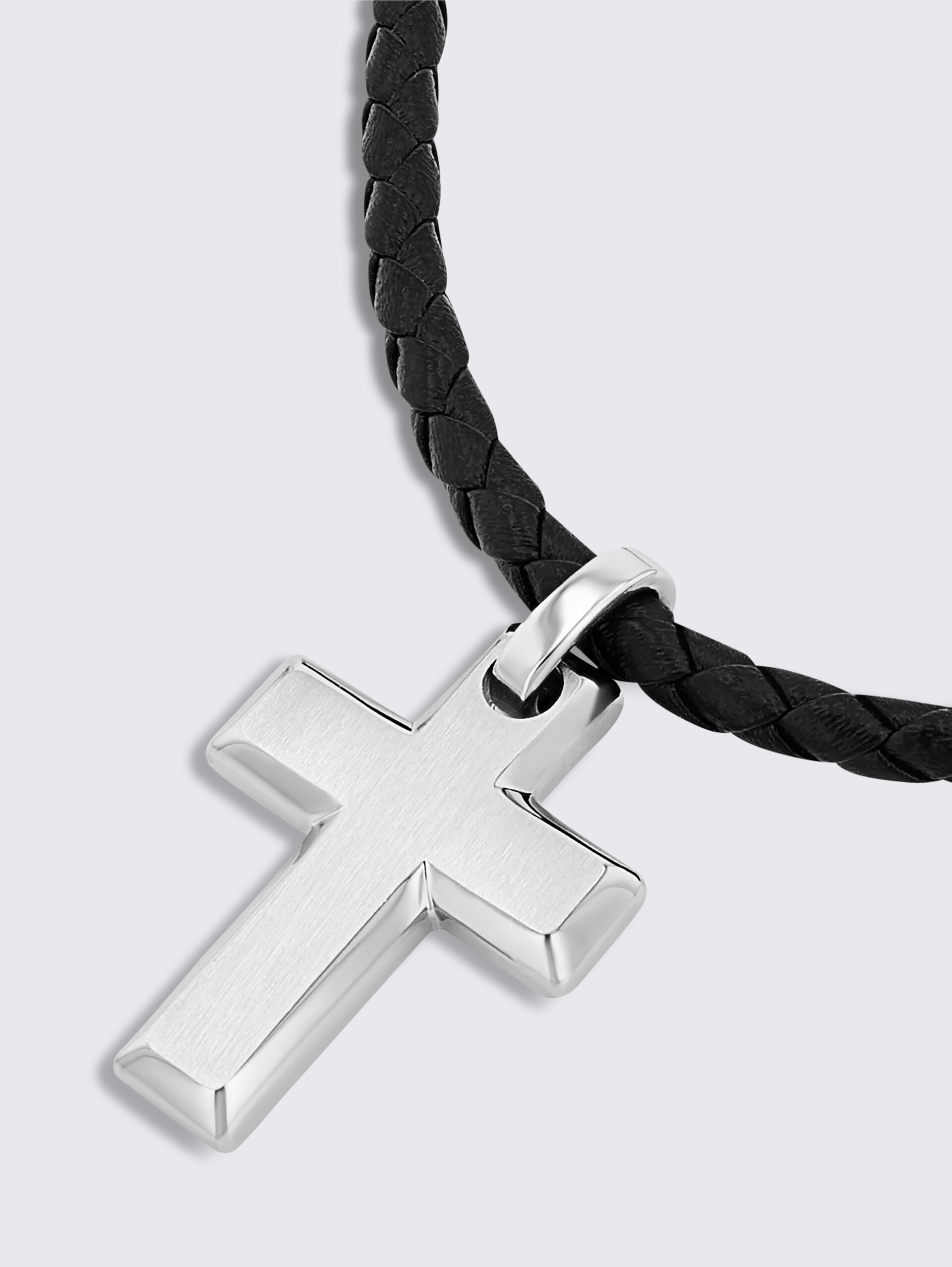 Halskette mit Kreuz Anhänger aus Edelstahl silber - silver
