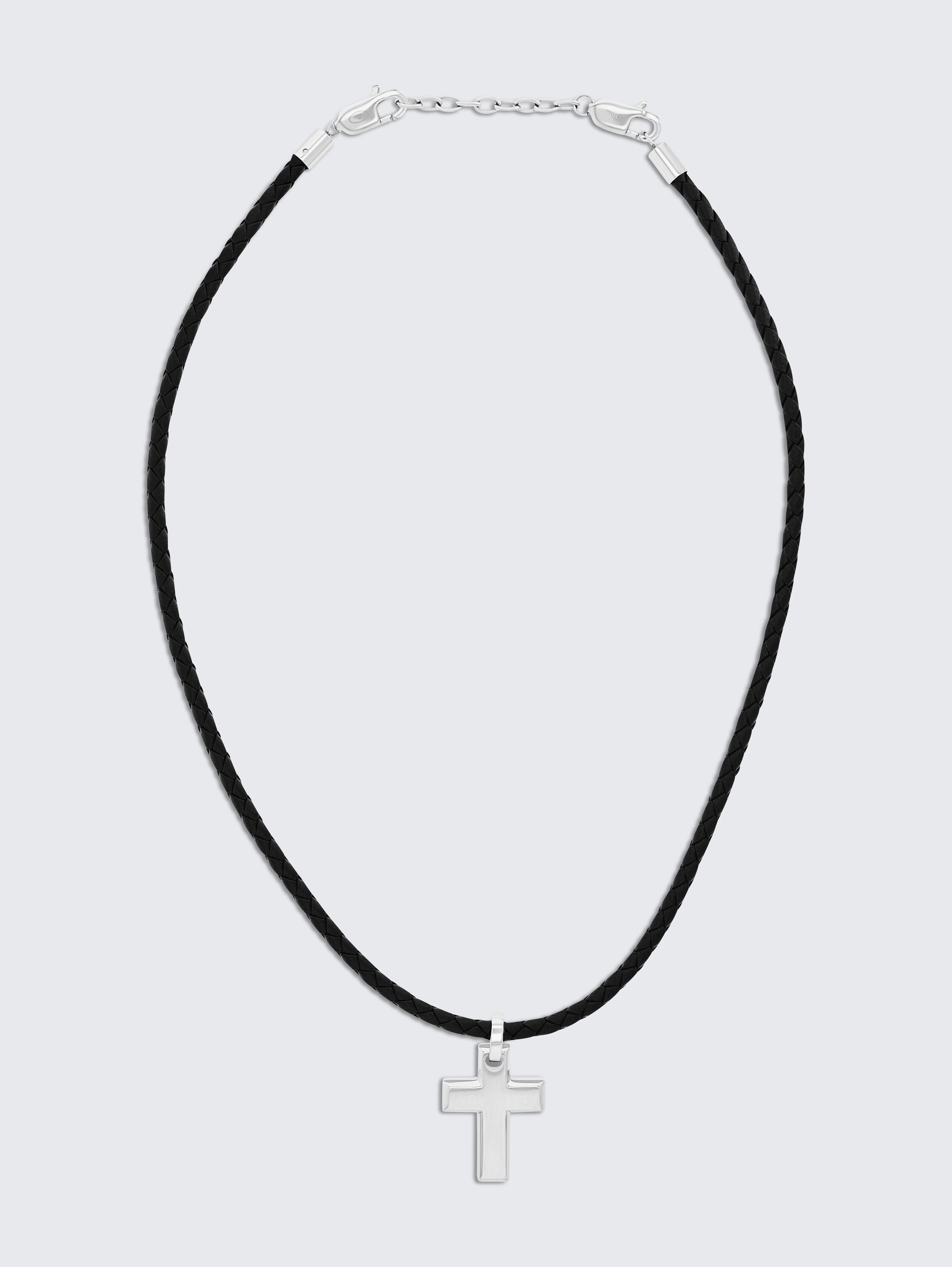 Halskette mit Kreuz Anhänger aus Edelstahl silber - silver - 