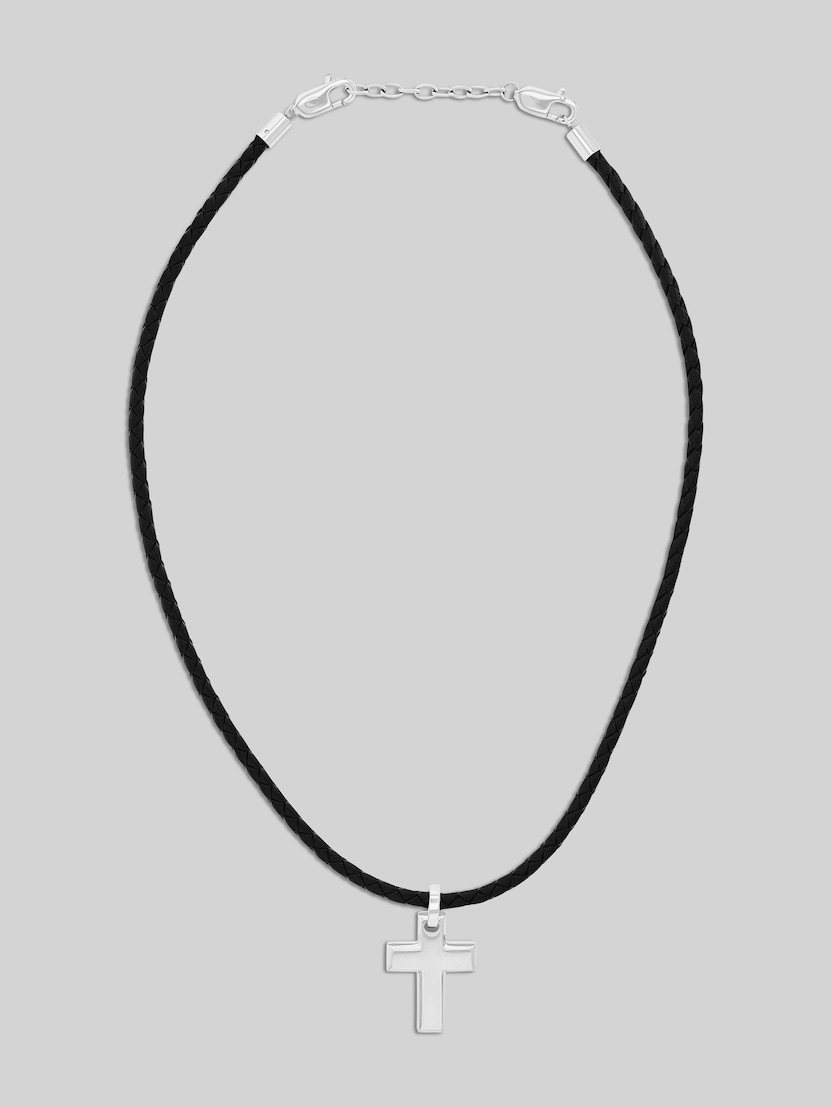 Necklace with cross pendant made of stainless steel, silver by Men, silver