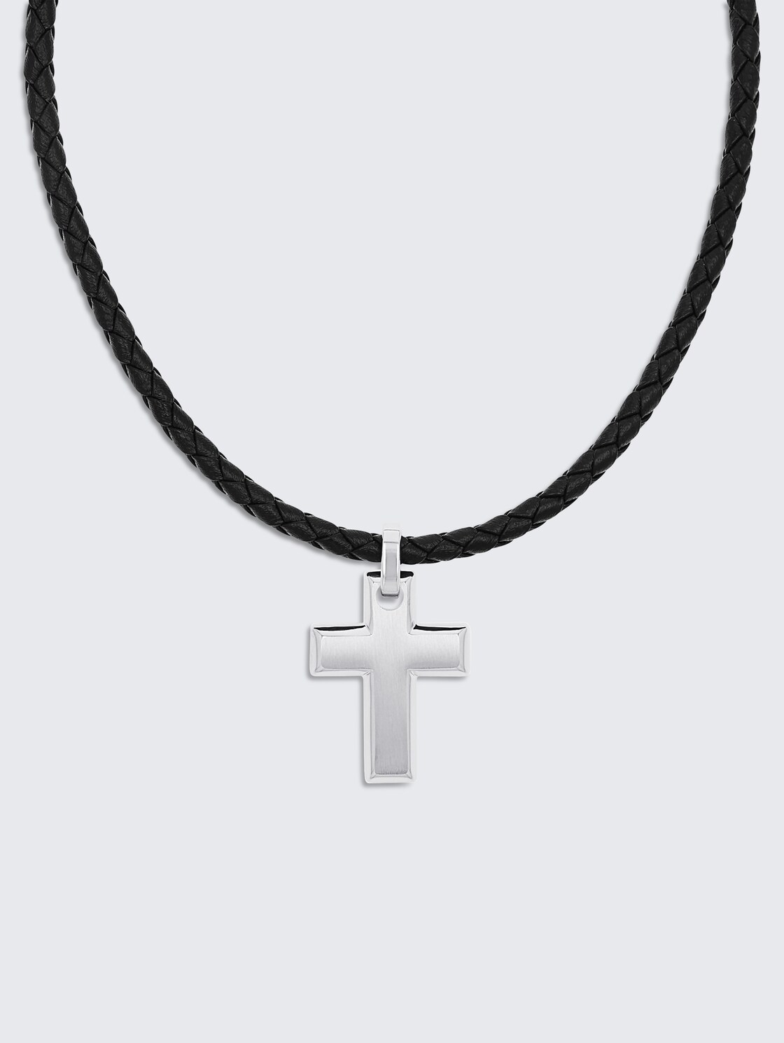 Halskette mit Kreuz Anhänger aus Edelstahl silber - silver