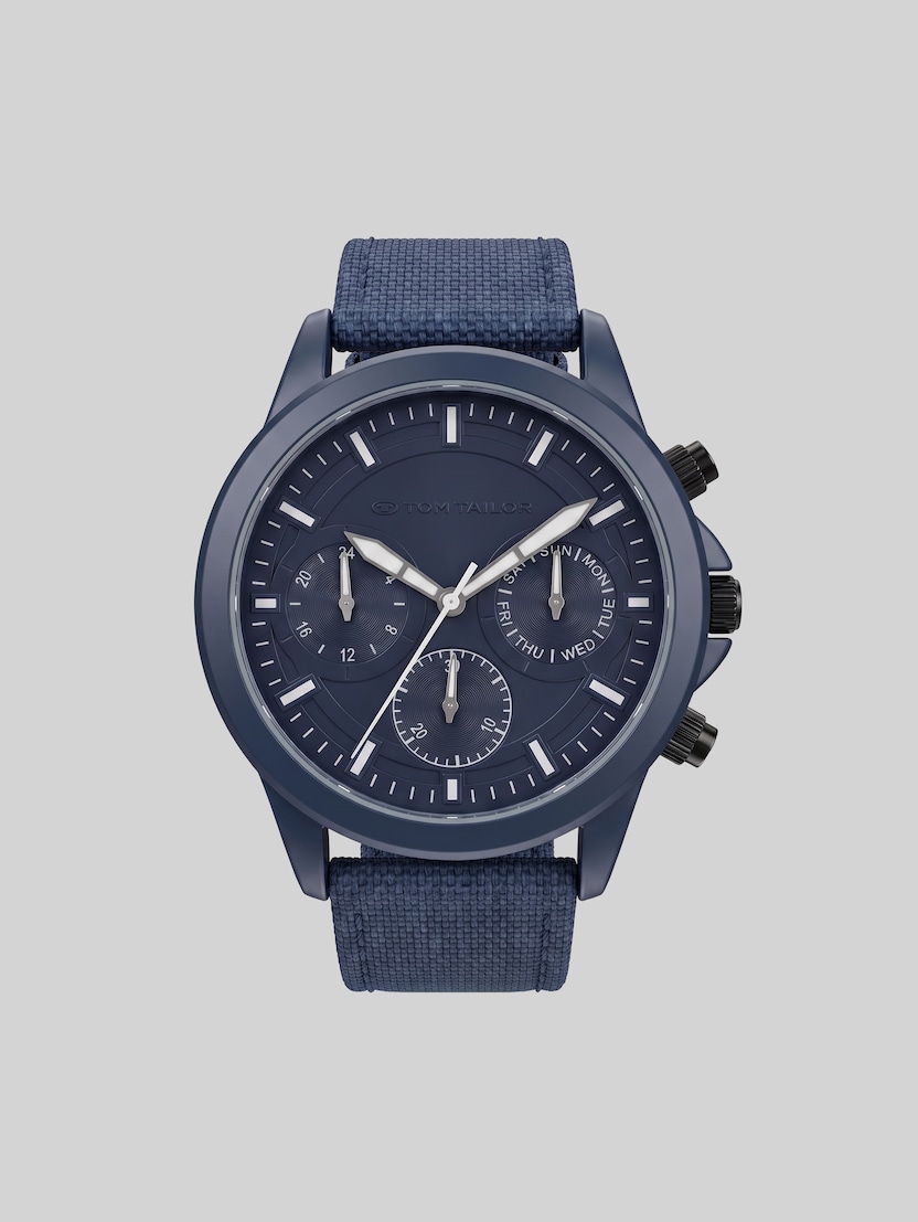 Navy blue chronograph wristwatch – Alloy by Men, gun