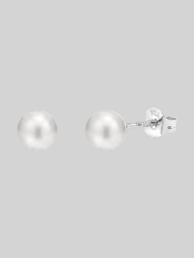 Pearl stud earrings – 925 silver by Women, silver