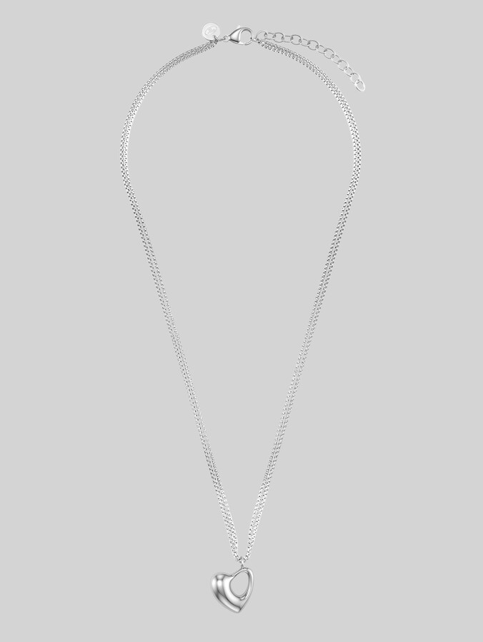 Venetian-style necklace with heart pendant by Women, silver
