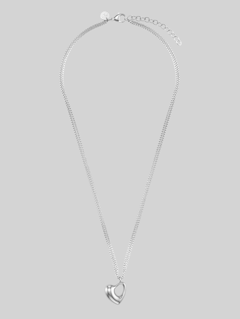 Venetian-style necklace with heart pendant by Women, silver