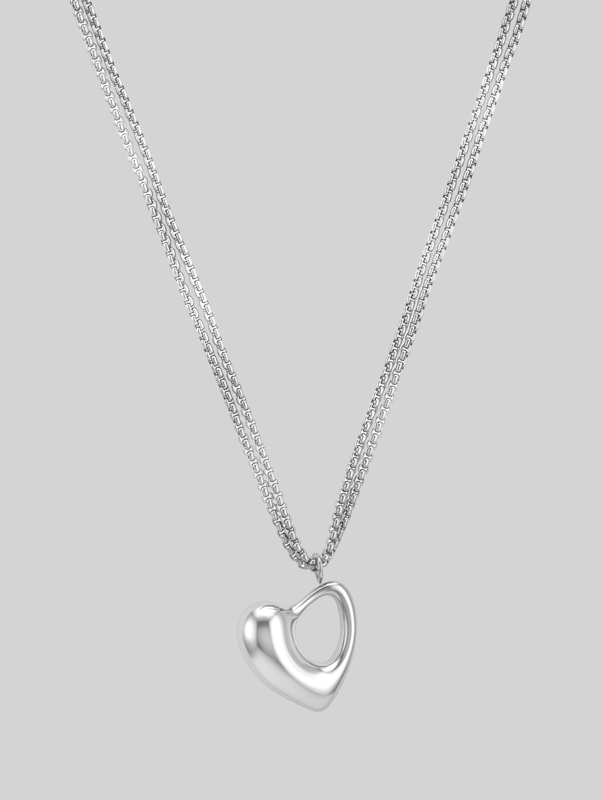 Venezianer-Halskette mit Herz-Anhänger - silver