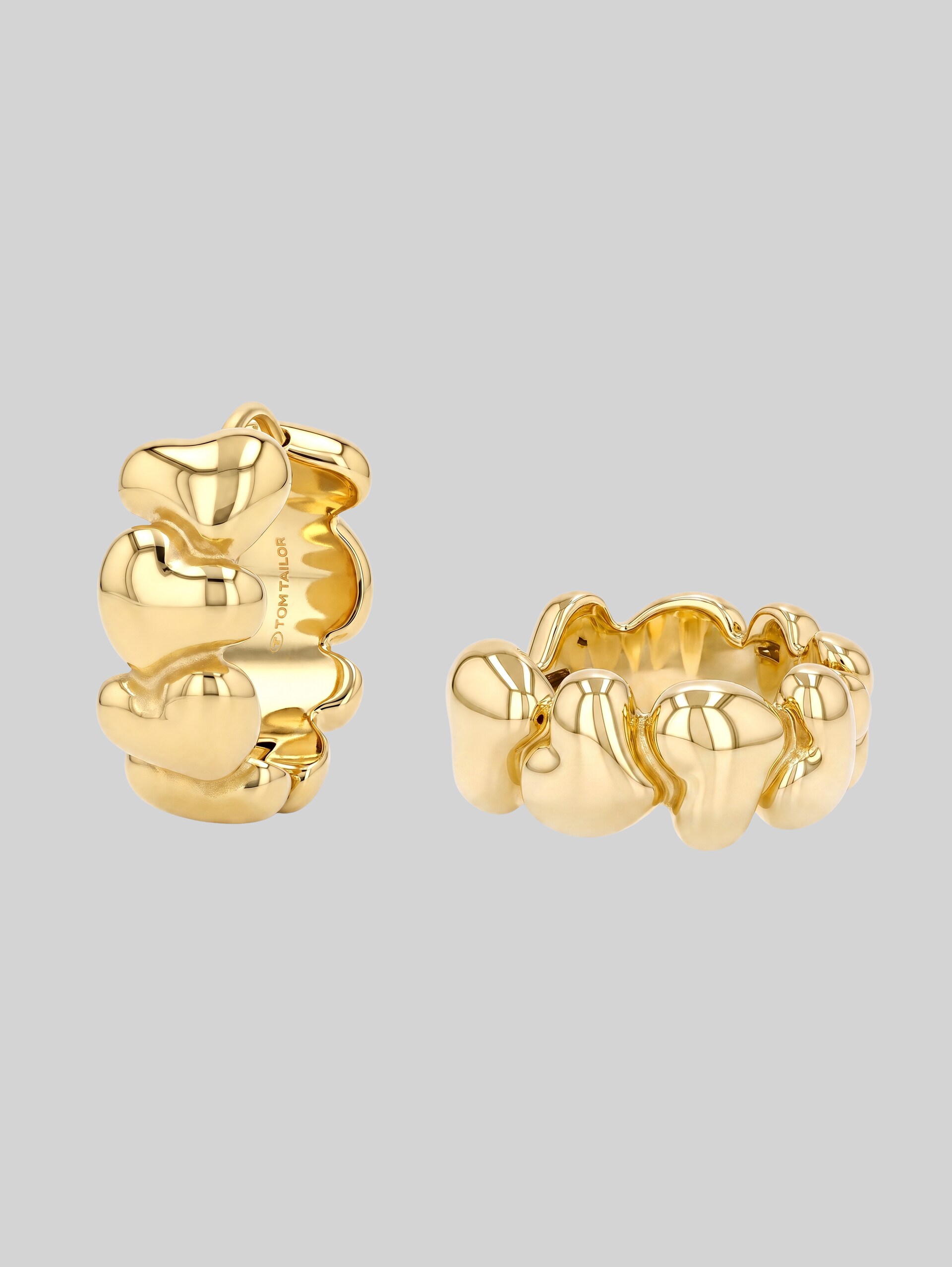 Creolen mit Herzen - Edelstahl gold - gold