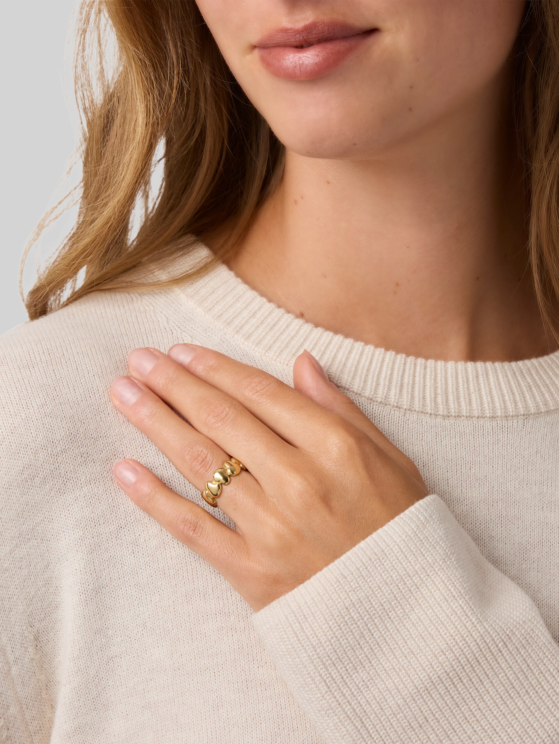 Ring mit Herzen - Edelstahl gold - gold
