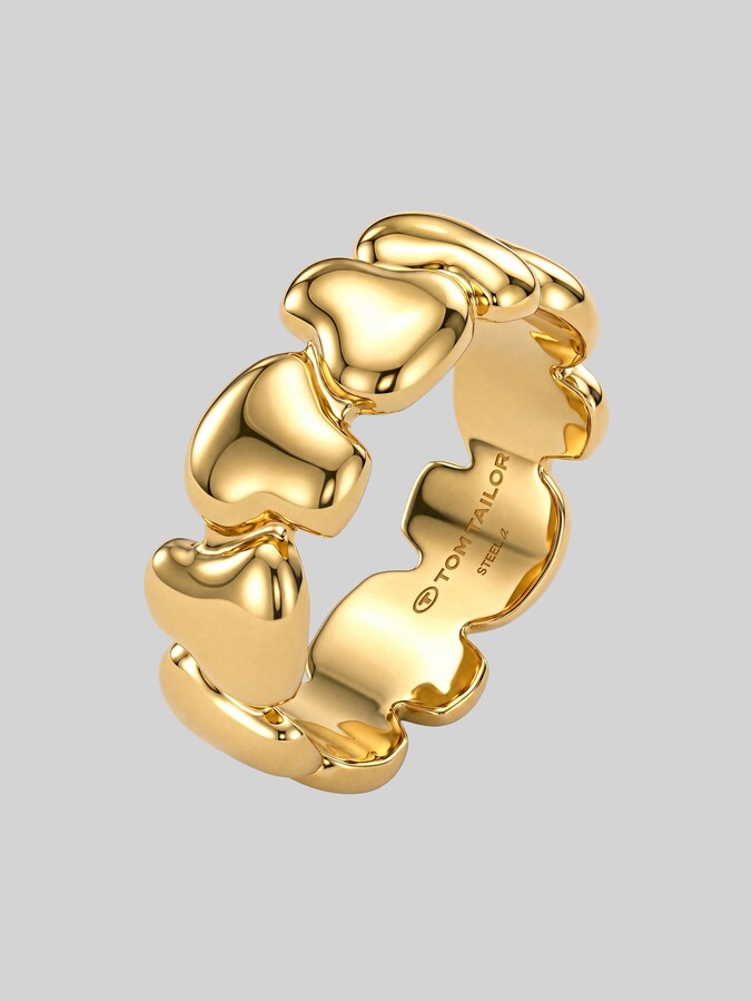 Ring met hartjes - roestvrij staal goud door Women, gold